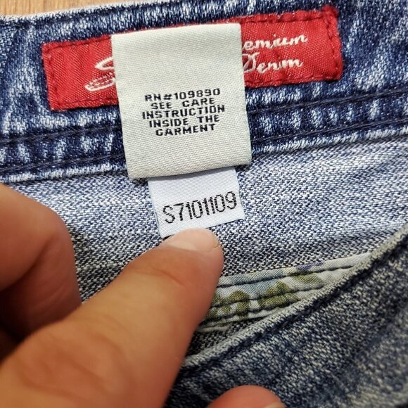 Seven7 Y2K Straight Leg Jeans Womens 20x31 Denim Medium Wash Embroidered Pockets - Picture 4 of 12